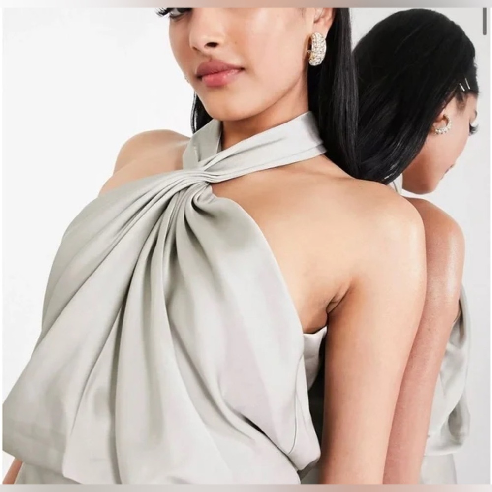 ASOS Sage Green Halter Dress, Peephole Back, Worn Once! Size US 4 
Retail $180 - Picture 12 of 12
